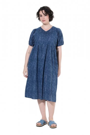 Ulla Popken 852214 Raidallinen midimekko Tummansininen - Midimekot - Midimekot isoissa ko'oissa