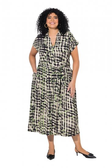 Ulla Popken 852257 Kuviollinen maksimekko Taupe - Maksimekot - Isojen kokojen maksimekot