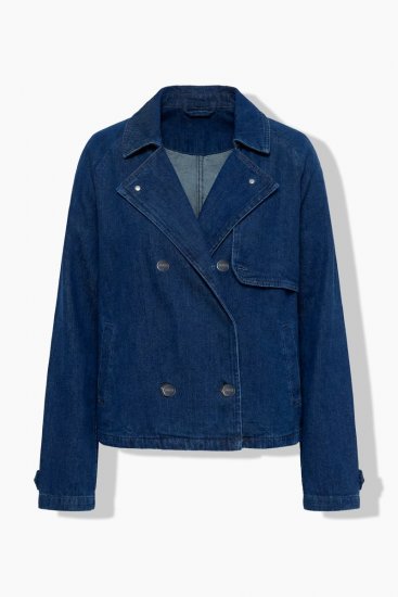 Ulla Popken 852266 Kaksirivinen farkkutakki trenssimallissa Denimsininen - Takit - Naisten takit plus-koossa