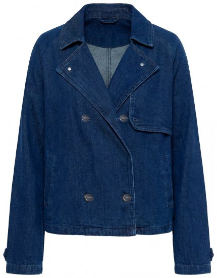 Ulla Popken 852266 Kaksirivinen farkkutakki trenssimallissa Denimsininen - Takit - Naisten takit plus-koossa