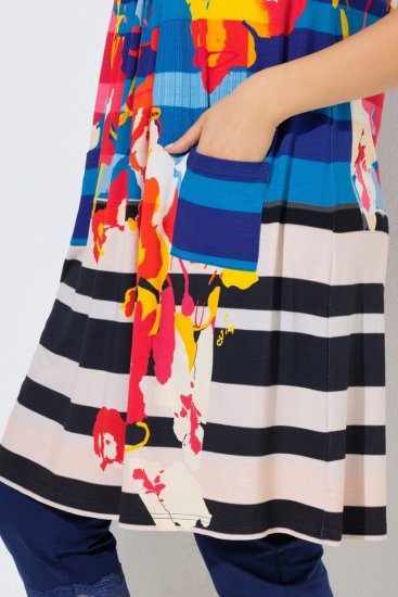 Ulla Popken 852308 Raidallinen jerseymekko Tummansininen - Trikoomekot - 