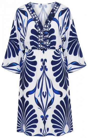 Ulla Popken 852314 Kuviollinen mekko Valkoinen - Midimekot - Midimekot isoissa ko'oissa