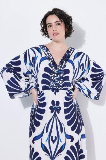 Ulla Popken 852314 Kuviollinen mekko Valkoinen - Midimekot - Midimekot isoissa ko'oissa