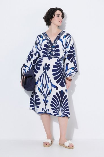 Ulla Popken 852314 Kuviollinen mekko Valkoinen - Midimekot - Midimekot isoissa ko'oissa