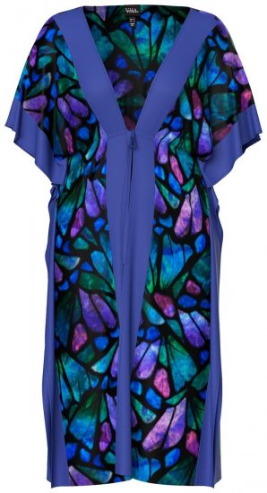 Ulla Popken 852333 Kuviollinen mekko kiristysnauhalla Liila - Kaftaanit - 