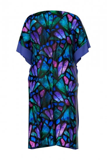 Ulla Popken 852333 Kuviollinen mekko kiristysnauhalla Liila - Kaftaanit - 
