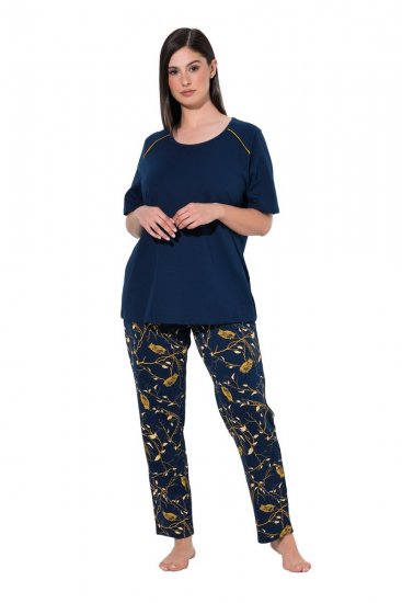 Ulla Popken 852577 Kuviollinen pyjama Tummansininen - Pyjama/Loungewear - 