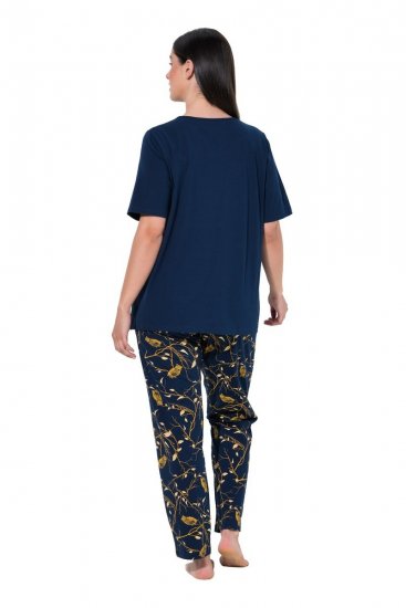 Ulla Popken 852577 Kuviollinen pyjama Tummansininen - Pyjama/Loungewear - 
