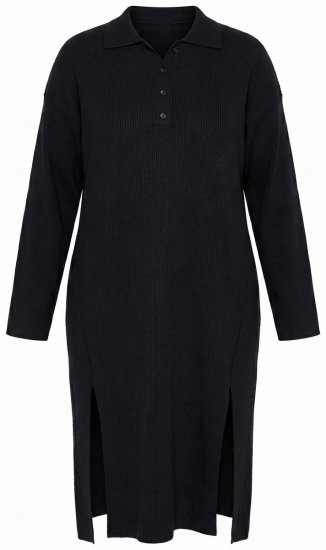 Ulla Popken 852630 Pitkähihainen neulemekko Musta - Midimekot - Midimekot isoissa ko'oissa