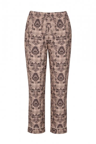 Ulla Popken 852649 Kuviollinen pyjama paitakauluksella Ruskea - Pyjama/Loungewear - 