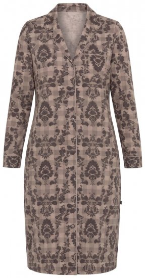 Ulla Popken 852653 Kuviollinen yöpaita paitakauluksella Ruskea - Yöpaidat - 