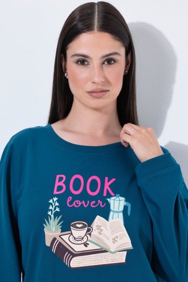 Ulla Popken 852710 Pitkähihainen oleskelupaita Petrooli - Pyjama/Loungewear - 