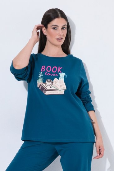 Ulla Popken 852710 Pitkähihainen oleskelupaita Petrooli - Pyjama/Loungewear - 