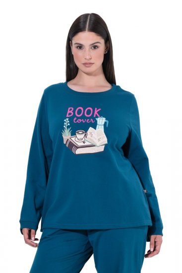 Ulla Popken 852710 Pitkähihainen oleskelupaita Petrooli - Pyjama/Loungewear - 