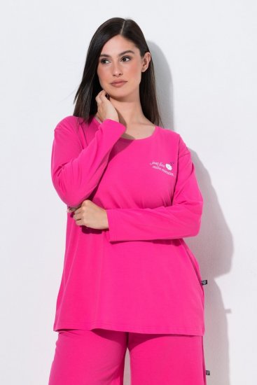 Ulla Popken 852747 Pitkähihainen pyjaman yläosa Roosa - Pyjama/Loungewear - 