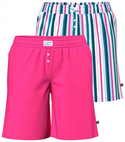 Ulla Popken 852752 Raidalliset pyjamashortsit 2 kpl Roosa - Pyjama/Loungewear - 
