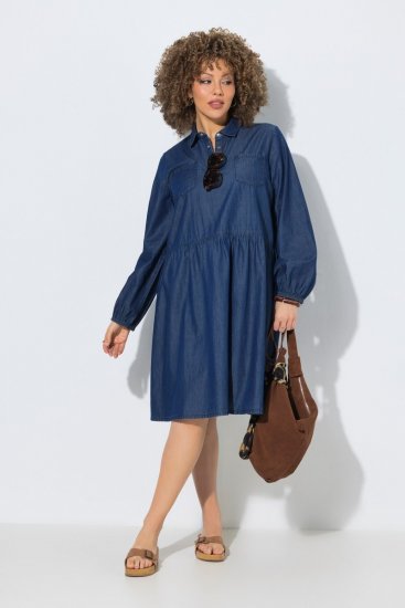 Ulla Popken 852768 A-linjainen farkkumekko taskuilla Denimsininen - Naisten mekot isot koot - Mekot kaikille koille