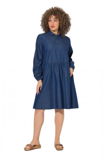 Ulla Popken 852768 A-linjainen farkkumekko taskuilla Denimsininen - Naisten mekot isot koot - Mekot kaikille koille