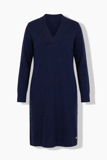 Ulla Popken 853077 Pitkähihainen neulemekko Tummansininen - Neulemekot - 