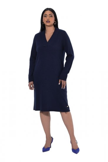 Ulla Popken 853077 Pitkähihainen neulemekko Tummansininen - Neulemekot - 