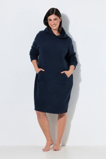 Ulla Popken 853353 Oleskelumekko hupulla Tummansininen - Pyjama/Loungewear - 
