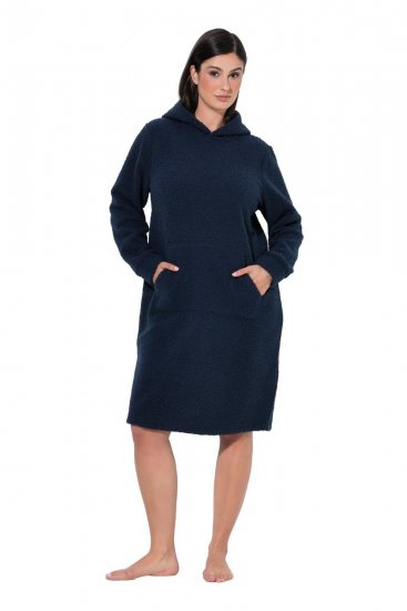 Ulla Popken 853353 Oleskelumekko hupulla Tummansininen - Pyjama/Loungewear - 