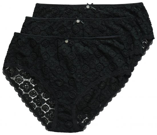 Ulla Popken 853495 Kukkakuvioiset alushousut 3 kpl Musta - Alushousut - 