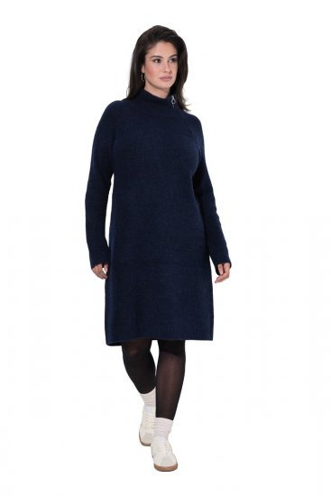 Ulla Popken 853504 Neulemekko poolokauluksella Tummansininen - Naisten mekot isot koot - Mekot kaikille koille