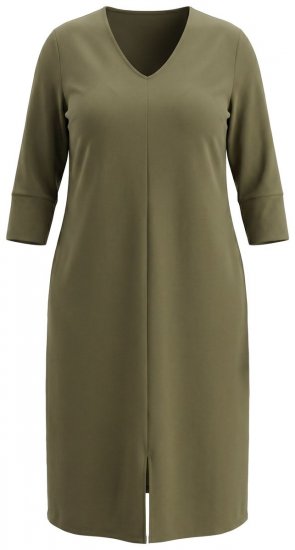 Ulla Popken 853510 Midimekko taskuilla Khaki - Midimekot - Midimekot isoissa ko'oissa