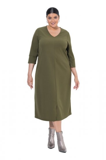 Ulla Popken 853510 Midimekko taskuilla Khaki - Midimekot - Midimekot isoissa ko'oissa