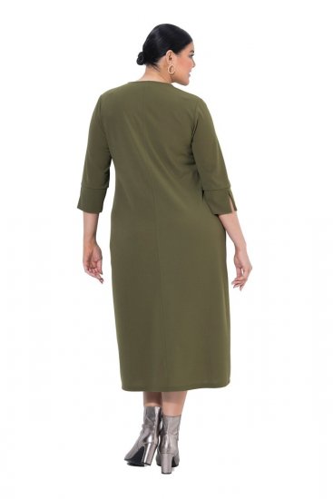 Ulla Popken 853510 Midimekko taskuilla Khaki - Midimekot - Midimekot isoissa ko'oissa