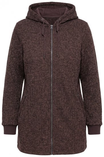 Ulla Popken 853577 Huppullinen neulefleecetakki painatuksella Mahonginruskea - Fleecevaatteet - 