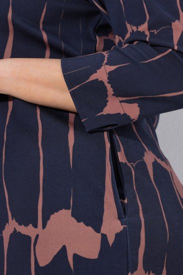 Ulla Popken 853590 Kuviollinen jerseymekko 3/4-hihoilla Tummansininen - Naisten mekot isot koot - Mekot kaikille koille
