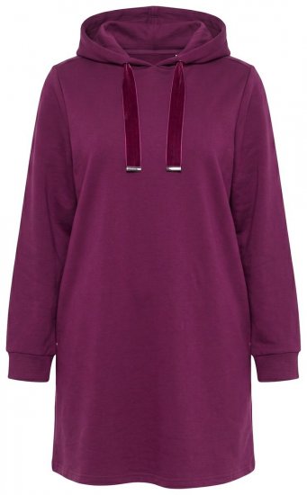 Ulla Popken 853652 Pitkähihainen collegemekko hupulla Marjanpunainen - Naisten mekot isot koot - Mekot kaikille koille