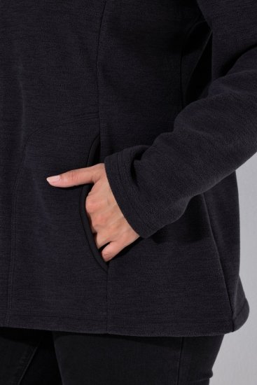 Ulla Popken 853668 Fleecetakki pystykauluksella Musta - Fleecevaatteet - 