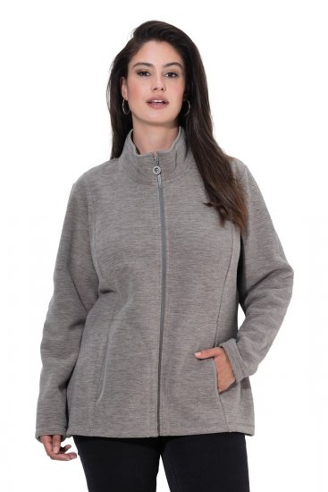 Ulla Popken 853668 Fleecetakki pystykauluksella Harmaa - Fleecevaatteet - 
