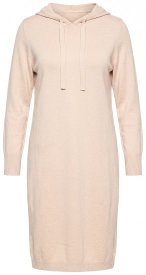 Ulla Popken 853669 Pitkähihainen neulemekko hupulla Beige - Midimekot - Midimekot isoissa ko'oissa