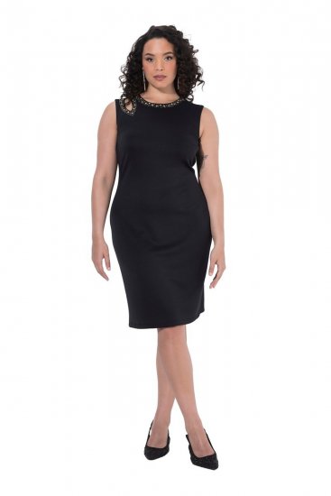 Ulla Popken 853766 Hihaton bodycon-mekko strassikoristeilla Musta - Kesämekot - Kesämekot isoissa kooissa