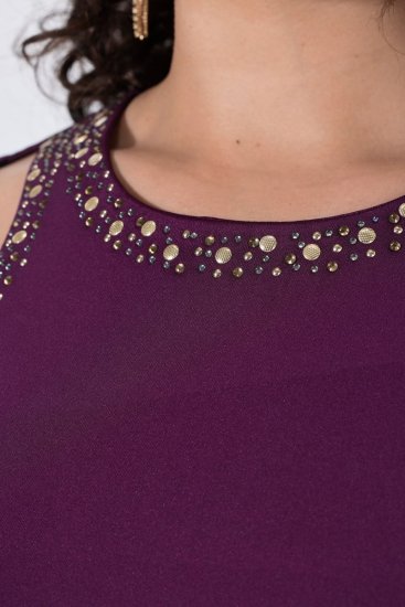 Ulla Popken 853766 Bodycon-mekko strassikoristeilla Luumu - Iltapuvut - Juhlamekot plus-koossa