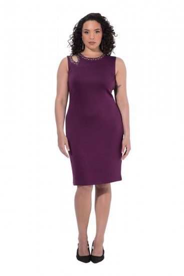 Ulla Popken 853766 Bodycon-mekko strassikoristeilla Luumu - Iltapuvut - Juhlamekot plus-koossa