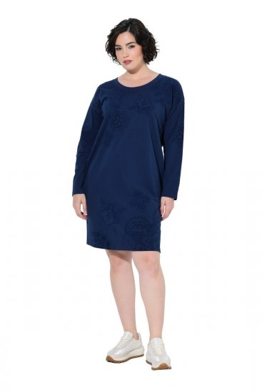 Ulla Popken 853877 Kukkakuvioinen collegemekko Tummansininen - Naisten mekot isot koot - Mekot kaikille koille