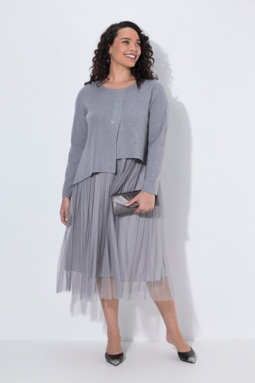 Ulla Popken 853879 A-linjainen midimekko Harmaa - Midimekot - Midimekot isoissa ko'oissa