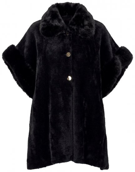 Ulla Popken 853886 Tekoturkisviitta 3/4-hihoilla Musta - Ponchot ja viitat - 