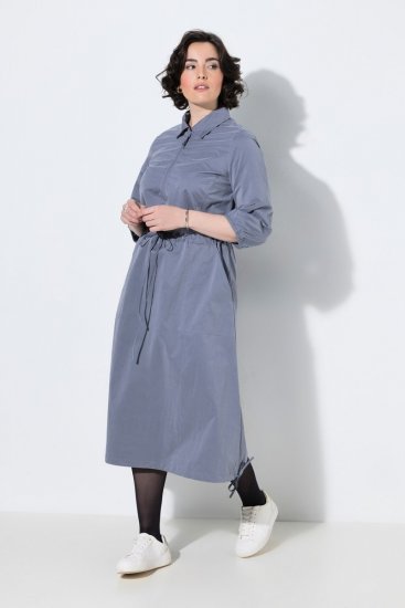 Ulla Popken 854413 Midimekko kiristysnauhalla Harmaa - Midimekot - Midimekot isoissa ko'oissa