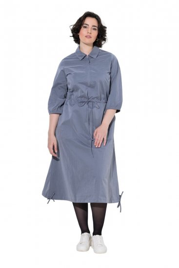 Ulla Popken 854413 Midimekko kiristysnauhalla Harmaa - Midimekot - Midimekot isoissa ko'oissa