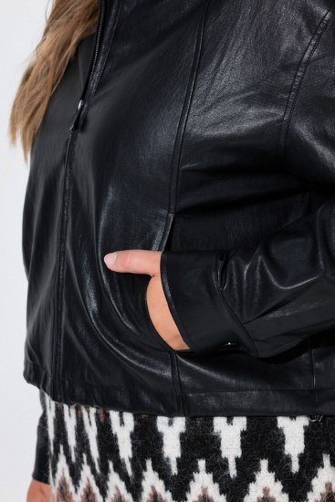 Ulla Popken 854795 Tekonahkainen biker-takki Musta - Takit - Naisten takit plus-koossa