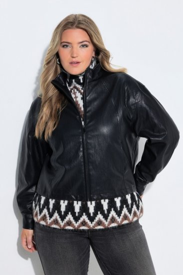 Ulla Popken 854795 Tekonahkainen biker-takki Musta - Takit - Naisten takit plus-koossa