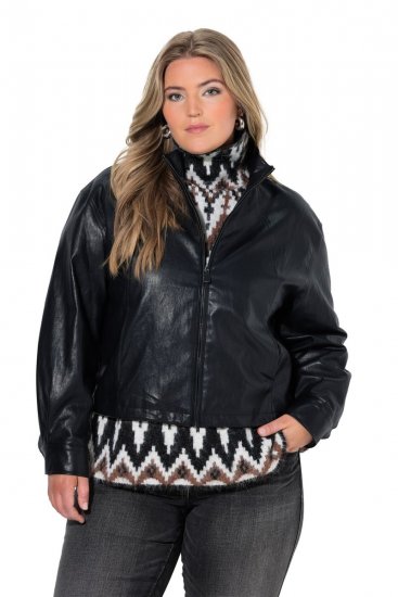 Ulla Popken 854795 Tekonahkainen biker-takki Musta - Takit - Naisten takit plus-koossa