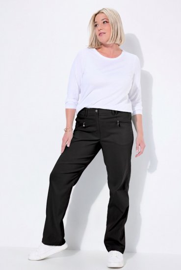 Ulla Popken 854987 Lämpimät stretch-housut mukavuusvyötäröllä Musta - Kangashousut - Naisten plus-size kangashousut