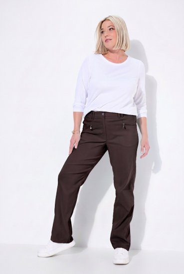 Ulla Popken 854987 Lämpimät stretch-housut mukavuusvyötäröllä Mahonginruskea - Kangashousut - Naisten plus-size kangashousut